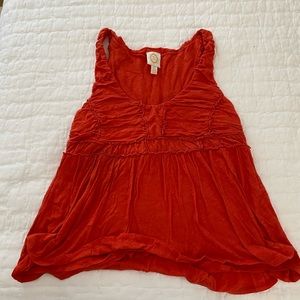Red ruched cotton tank